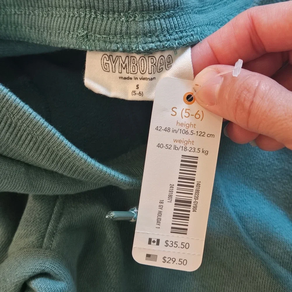 Gymboree Jogger Pants Boys Size 5-6 Teal Green Fleece NEW Side Stripe Track
